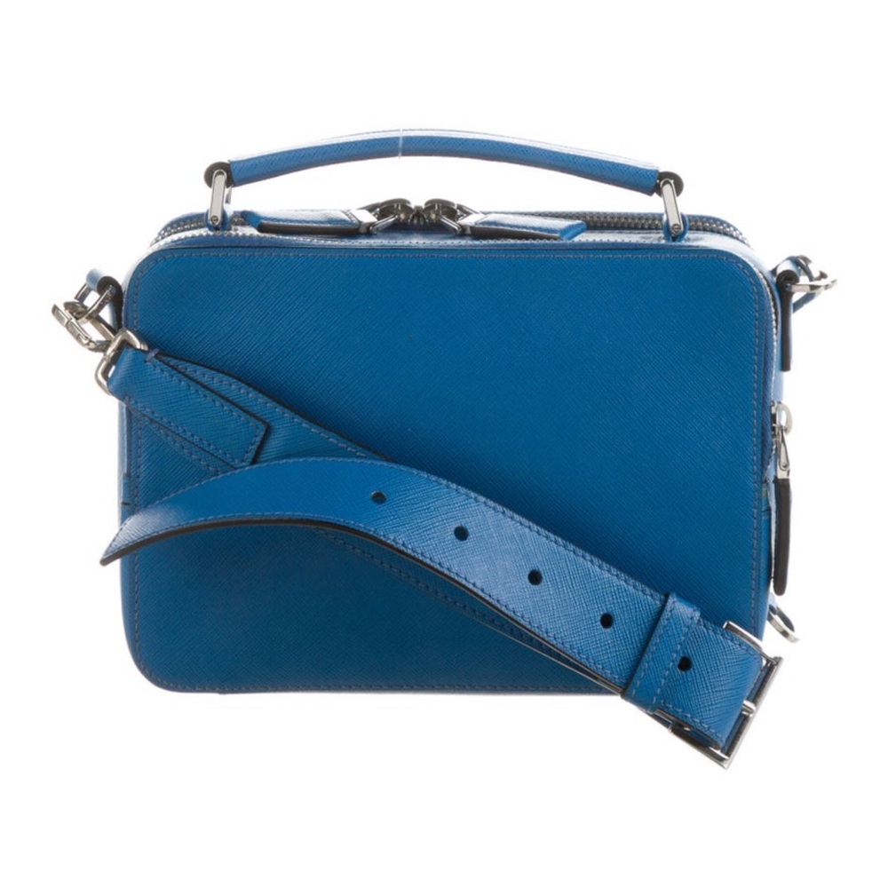 Prada Saffiano Leather Brique Bag Collection - Black, Brown, Gray, Blue - Picture 8 of 12